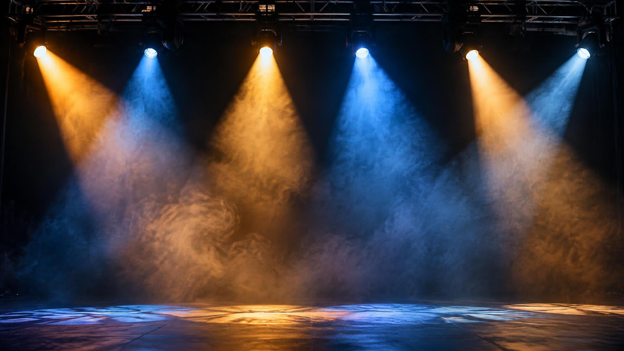 Stage with colorful spotlights