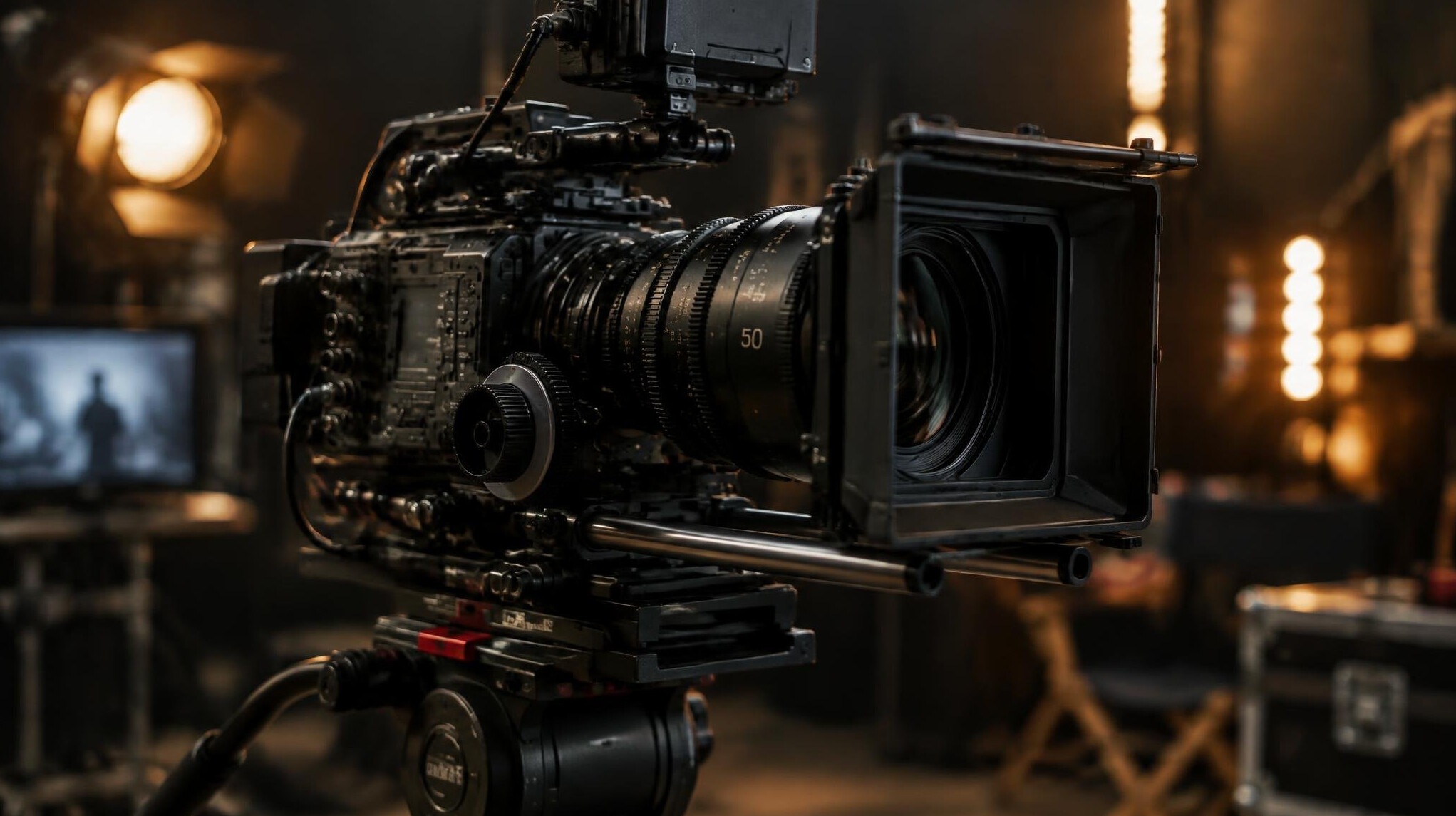 Professional cinema camera on a set